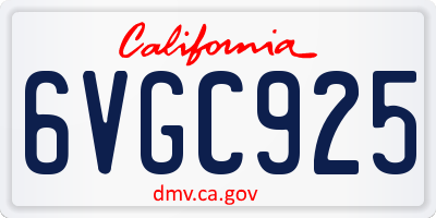 CA license plate 6VGC925