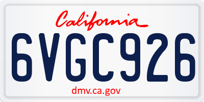 CA license plate 6VGC926