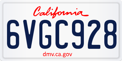 CA license plate 6VGC928