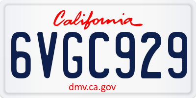 CA license plate 6VGC929