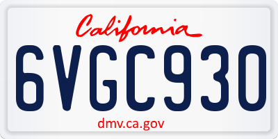 CA license plate 6VGC930
