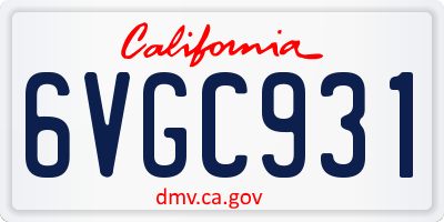 CA license plate 6VGC931