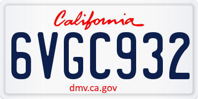 CA license plate 6VGC932