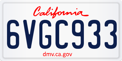 CA license plate 6VGC933