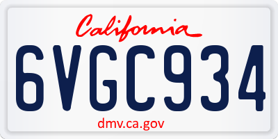 CA license plate 6VGC934