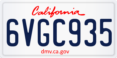 CA license plate 6VGC935