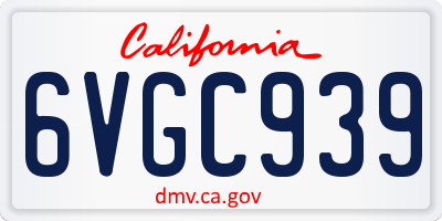 CA license plate 6VGC939