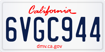 CA license plate 6VGC944