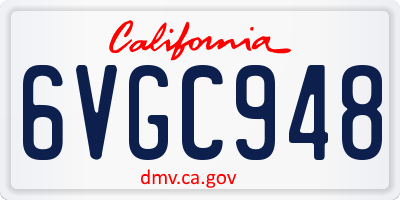 CA license plate 6VGC948