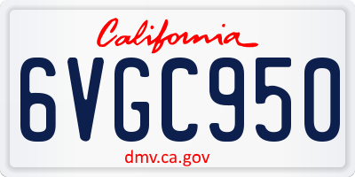 CA license plate 6VGC950