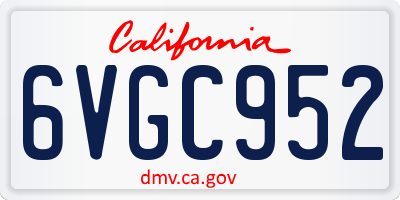CA license plate 6VGC952