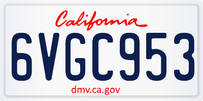 CA license plate 6VGC953