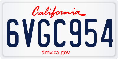 CA license plate 6VGC954