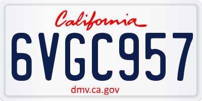 CA license plate 6VGC957