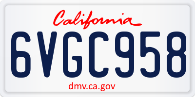 CA license plate 6VGC958