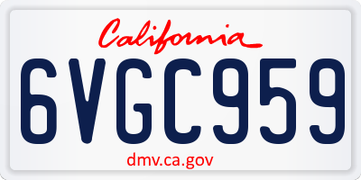 CA license plate 6VGC959