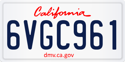 CA license plate 6VGC961