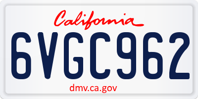 CA license plate 6VGC962