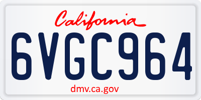 CA license plate 6VGC964