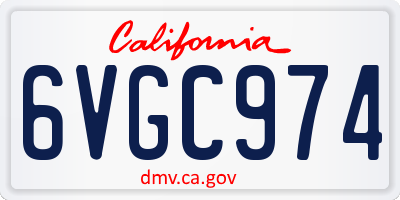 CA license plate 6VGC974