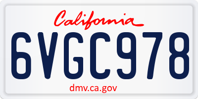 CA license plate 6VGC978