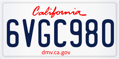 CA license plate 6VGC980