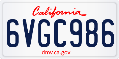 CA license plate 6VGC986