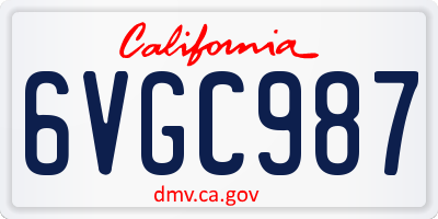 CA license plate 6VGC987