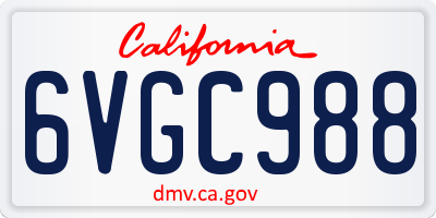 CA license plate 6VGC988