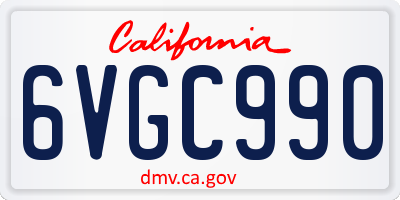 CA license plate 6VGC990