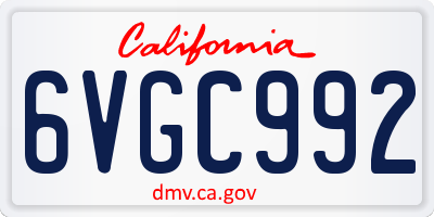 CA license plate 6VGC992
