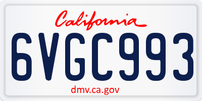 CA license plate 6VGC993
