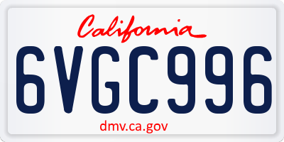 CA license plate 6VGC996