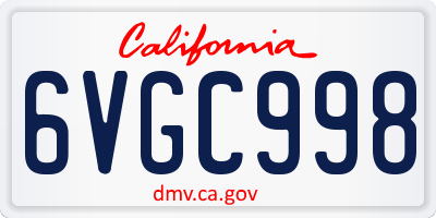 CA license plate 6VGC998