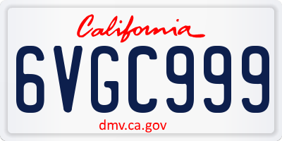 CA license plate 6VGC999