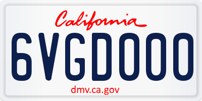 CA license plate 6VGD000