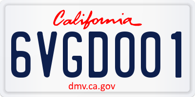 CA license plate 6VGD001