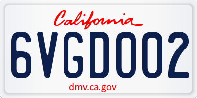 CA license plate 6VGD002