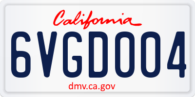 CA license plate 6VGD004