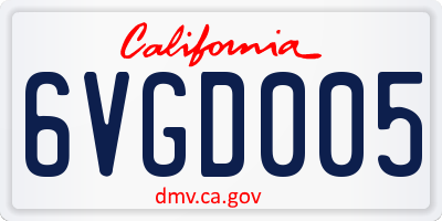 CA license plate 6VGD005