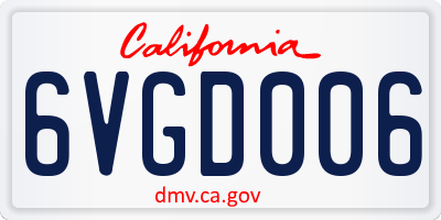 CA license plate 6VGD006