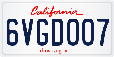 CA license plate 6VGD007