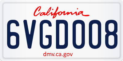 CA license plate 6VGD008