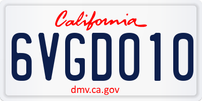 CA license plate 6VGD010