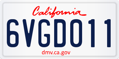 CA license plate 6VGD011