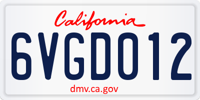 CA license plate 6VGD012