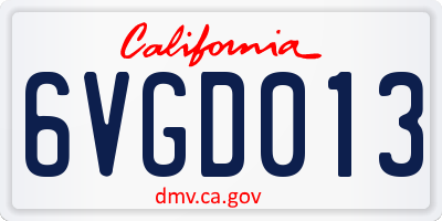 CA license plate 6VGD013