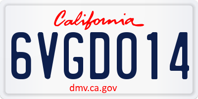 CA license plate 6VGD014