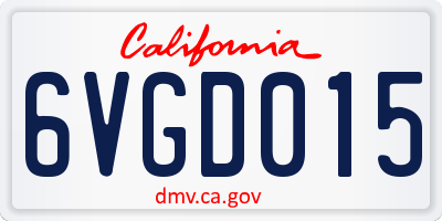CA license plate 6VGD015
