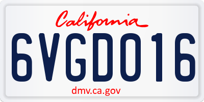 CA license plate 6VGD016